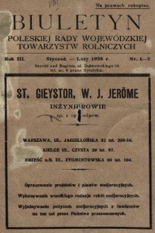 Biuletyn Poleskiej Rady Wojewódzkiej Towarzystw Rolniczych. 1928, nr 1-2