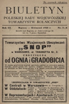 Biuletyn Poleskiej Rady Wojewódzkiej Towarzystw Rolniczych. 1928, nr 3-4