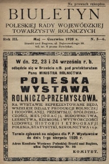 Biuletyn Poleskiej Rady Wojewódzkiej Towarzystw Rolniczych. 1928, nr 5-6