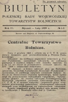 Biuletyn Poleskiej Rady Wojewódzkiej Towarzystw Rolniczych. 1929, nr 1-2