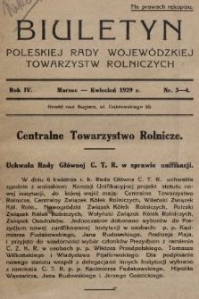Biuletyn Poleskiej Rady Wojewódzkiej Towarzystw Rolniczych. 1929, nr 3-4