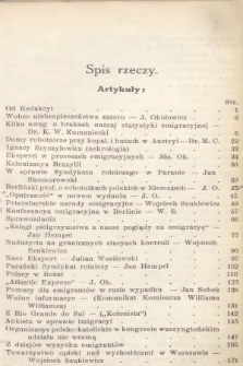 Biuletyn Polskiego Towarzystwa Emigracyjnego : miesięcznik poświęcony sprawom wychodźtwa. 1910, spis rzeczy
