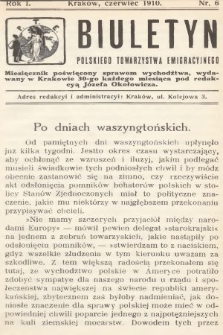 Biuletyn Polskiego Towarzystwa Emigracyjnego : miesięcznik poświęcony sprawom wychodźtwa. 1910, nr 6