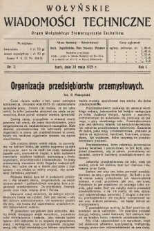 Wołyńskie Wiadomości Techniczne : organ Wołyńskiego Stowarzyszenia Techników. 1925, nr 3