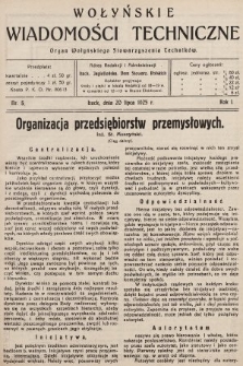 Wołyńskie Wiadomości Techniczne : organ Wołyńskiego Stowarzyszenia Techników. 1925, nr 5