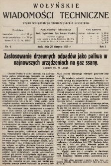 Wołyńskie Wiadomości Techniczne : organ Wołyńskiego Stowarzyszenia Techników. 1925, nr 6