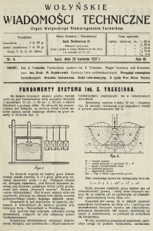 Wołyńskie Wiadomości Techniczne : organ Wołyńskiego Stowarzyszenia Techników. 1927, nr 4