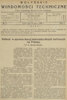 Wołyńskie Wiadomości Techniczne : organ Wołyńskiego Stowarzyszenia Techników. 1929, nr 3