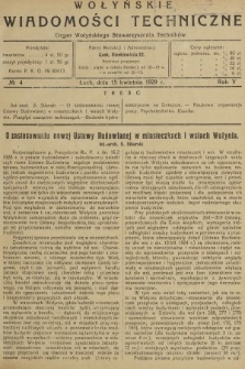 Wołyńskie Wiadomości Techniczne : organ Wołyńskiego Stowarzyszenia Techników. 1929, nr 4