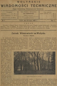 Wołyńskie Wiadomości Techniczne : organ Wołyńskiego Stowarzyszenia Techników. 1929, nr 7