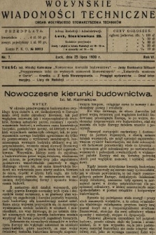 Wołyńskie Wiadomości Techniczne : organ Wołyńskiego Stowarzyszenia Techników. 1930, nr 7