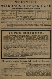 Wołyńskie Wiadomości Techniczne : organ Wołyńskiego Stowarzyszenia Techników. 1930, nr 10