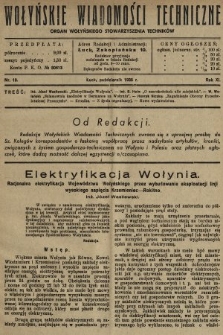 Wołyńskie Wiadomości Techniczne : organ Wołyńskiego Stowarzyszenia Techników. 1935, nr 10