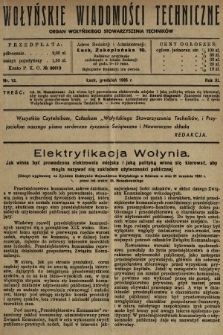 Wołyńskie Wiadomości Techniczne : organ Wołyńskiego Stowarzyszenia Techników. 1935, nr 12
