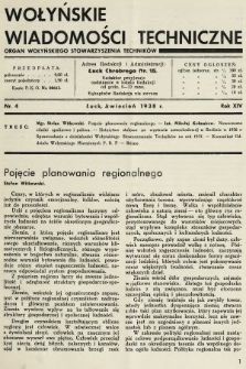 Wołyńskie Wiadomości Techniczne : organ Wołyńskiego Stowarzyszenia Techników. 1938, nr 4