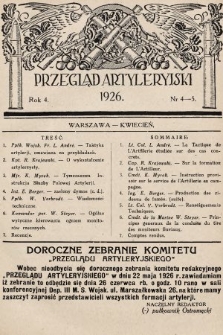 Przegląd Artyleryjski : organ artylerii, marynarki, uzbrojenia i przemysłu wojennego. 1926, nr 4-5