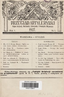 Przegląd Artyleryjski : organ artylerii, marynarki, uzbrojenia i przemysłu wojennego. 1927, nr 1