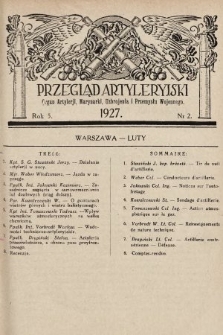 Przegląd Artyleryjski : organ artylerii, marynarki, uzbrojenia i przemysłu wojennego. 1927, nr 2