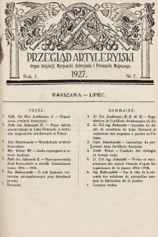 Przegląd Artyleryjski : organ artylerii, marynarki, uzbrojenia i przemysłu wojennego. 1927, nr 7