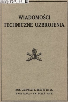 Wiadomości Techniczne Uzbrojenia : dodatek kwartalny do zeszytu 4-go „Przeglądu Artyleryjskiego”. 1937, nr 36