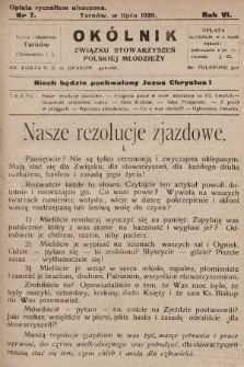 Okólnik Związku Stowarzyszeń Polskiej Młodzieży. 1926, nr 7