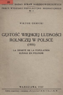 Gęstość wiejskiej ludności rolniczej w Polsce : (1931)