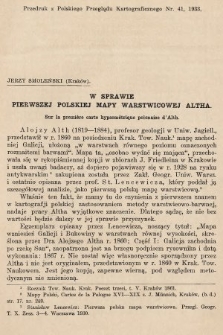 W sprawie pierwszej Polskiej mapy warstwicowej Altha