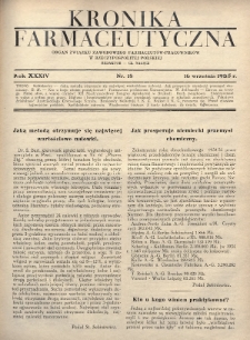 Kronika Farmaceutyczna : organ Związku Zawodowego Farmaceutów-Pracowników w Rzeczypospolitej Polskiej. 1935, nr 18
