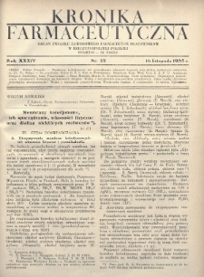 Kronika Farmaceutyczna : organ Związku Zawodowego Farmaceutów-Pracowników w Rzeczypospolitej Polskiej. 1935, nr 22