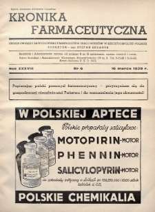 Kronika Farmaceutyczna : organ Związku Zawodowego Farmaceutów-Pracowników w Rzeczypospolitej Polskiej. 1939, nr 6