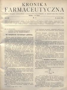 Kronika Farmaceutyczna : organ Związku Zawodowego Farmaceutów-Pracowników w Rzeczypospolitej Polskiej. 1931, nr 11