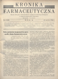 Kronika Farmaceutyczna : organ Związku Zawodowego Farmaceutów-Pracowników w Rzeczypospolitej Polskiej. 1932, nr 11-12