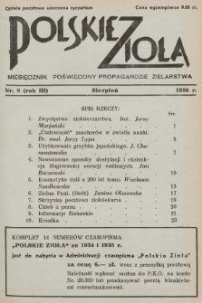 Polskie Zioła : miesięcznik poświęcony propagandzie zielarstwa. 1936, nr 8