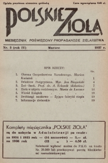 Polskie Zioła : miesięcznik poświęcony propagandzie zielarstwa. 1937, nr 3