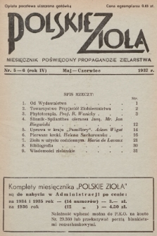 Polskie Zioła : miesięcznik poświęcony propagandzie zielarstwa. 1937, nr 5-6