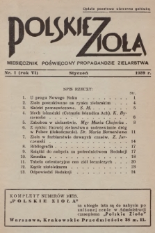 Polskie Zioła : czasopismo poświęcone propagandzie zielarstwa. 1939, nr 1