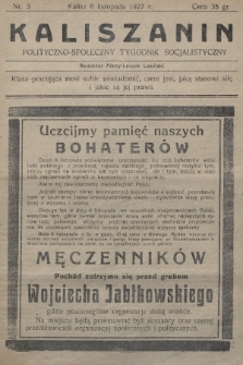 Kaliszanin : polityczno-społeczny tygodnik socjalistyczny. 1927, nr 3