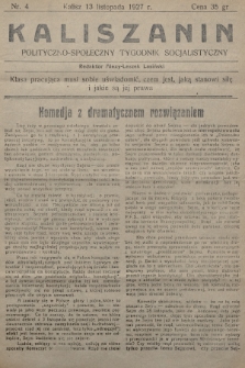 Kaliszanin : polityczno-społeczny tygodnik socjalistyczny. 1927, nr 4