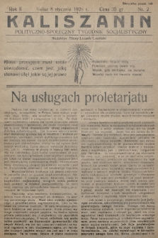 Kaliszanin : polityczno-społeczny tygodnik socjalistyczny. 1928, nr 2