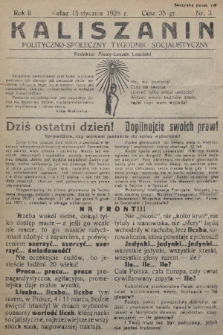 Kaliszanin : polityczno-społeczny tygodnik socjalistyczny. 1928, nr 3
