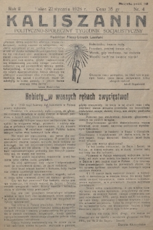 Kaliszanin : polityczno-społeczny tygodnik socjalistyczny. 1928, nr 4