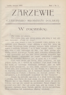 Zarzewie : czasopismo młodzieży polskiej. R. 1, 1910, nr 1