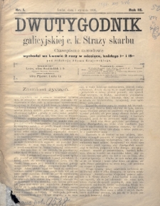 Dwutygodnik Galicyjskiej c. k. Straży Skarbu : czasopismo zawodowe. 1894, nr 1