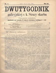 Dwutygodnik Galicyjskiej c. k. Straży Skarbu : czasopismo zawodowe. 1894, nr 4