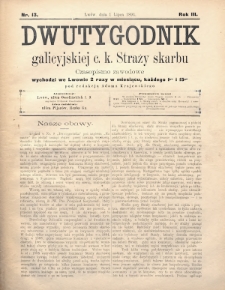 Dwutygodnik Galicyjskiej c. k. Straży Skarbu : czasopismo zawodowe. 1894, nr 13
