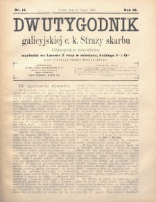 Dwutygodnik Galicyjskiej c. k. Straży Skarbu : czasopismo zawodowe. 1894, nr 14