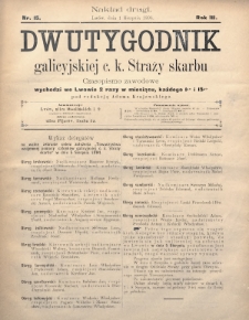 Dwutygodnik Galicyjskiej c. k. Straży Skarbu : czasopismo zawodowe. 1894, nr 15 (nakład drugi)