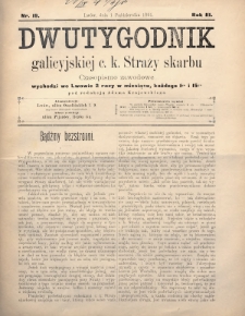 Dwutygodnik Galicyjskiej c. k. Straży Skarbu : czasopismo zawodowe. 1894, nr 19