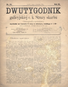 Dwutygodnik Galicyjskiej c. k. Straży Skarbu : czasopismo zawodowe. 1894, nr 23