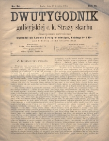 Dwutygodnik Galicyjskiej c. k. Straży Skarbu : czasopismo zawodowe. 1894, nr 24